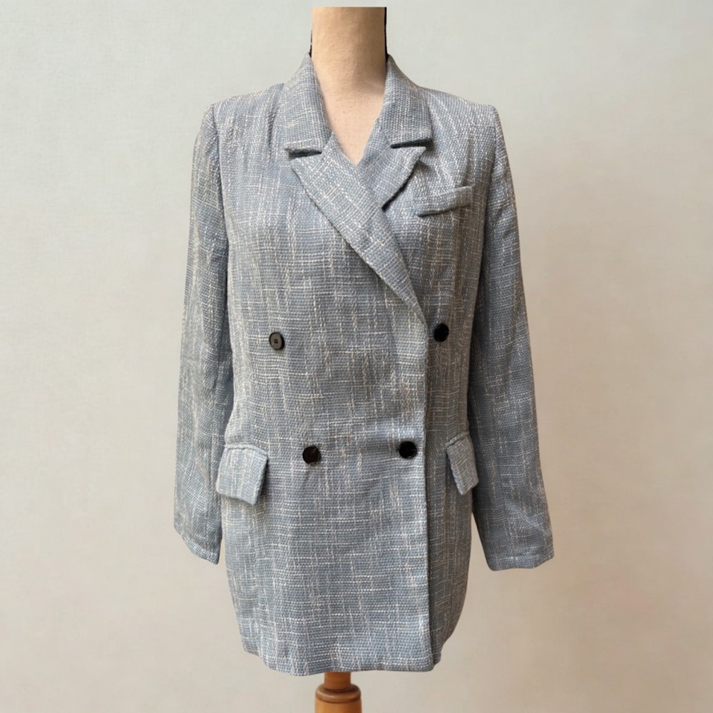 NWT Posh Light Blue Tweed Blazer